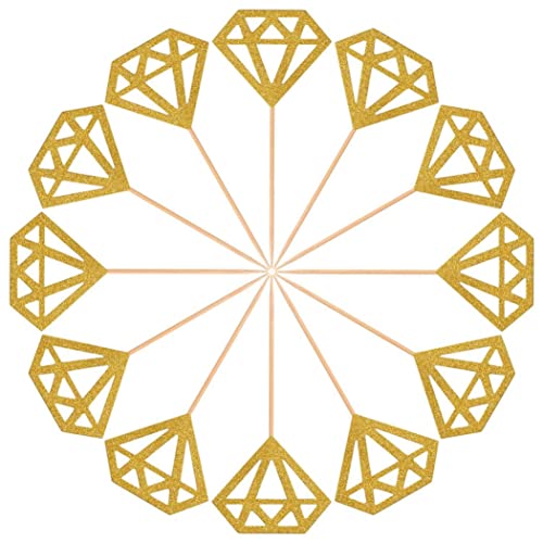 50 Pack Gold Glitter Diamond Ring Donut Toppers Cupcake Picks für Brautdusche Engagement Party Dekorationen von XVHOAB