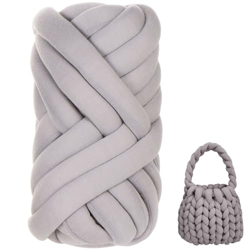 Arm Strickgarn 500 g 18 m langes klobiges Garn für Häkeln superweicher Polyester Dickes Waschantrieb, leichtes DIY -Decken für Haustier, Bett, Sofa -Decke, Grau von XVHOAB