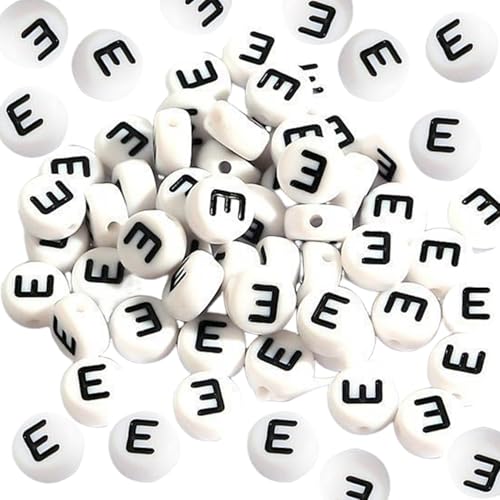 Kleine Buchstabenperlen, 500pcs Acrylalphabetperlen, 7x4 mm runder Vokalbuch von XVHOAB