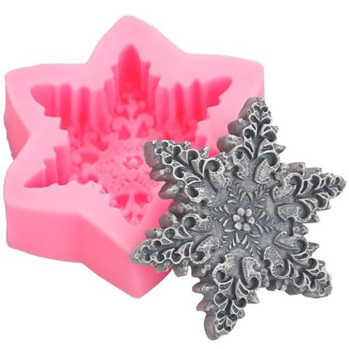 Schneeflocke Silikonform, 3D weiche Silikonseife, Nicht-Stall-Kerzenformen, waschbarer wiederverwendbarer Schneeflockenform für Wachskerzenhandwerk von XVHOAB
