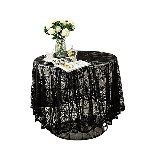 Schwarze Spitze Tischdecke bestickte Elegante Blumenmuster Tischtuch rund Overlay -Tisch Cover für Hochzeitsfeier Urlaub Langes Dinner Home Decor Runde 150 Schwarze Spitzen -Tischdecke Schwarze Spitze Tischdecke bestickte Elegante Blumenmuster Tischtuch rund Overlay -Tisch Cover für Hochzeitsfeier Urlaub Langes Dinner Home Decor Runde 150 Schwarze Spitzen -Tischdecke von XVHOAB