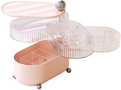 Schmuckkästchen 4 Ebenen Schmuckaufbewahrung Organizer 360 Grad Mädchen Schmuckkasten Luxus Damen Schmuckschatulle Drehbar mit Deckel Ringe Ohrringe Halskette Geburtstag Geschenk Mädchen Frauen von XVICO