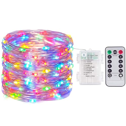 XVZ LED Lichterkette Batterie, 20LED 8 Modi Bunte Lichterkette 2m mit Timer Fernbedienung für Zimmer Innen Weihnachten Kinderzimmer Außen Garten Party Hochzeit DIY - Mehrfarbig von XVZ