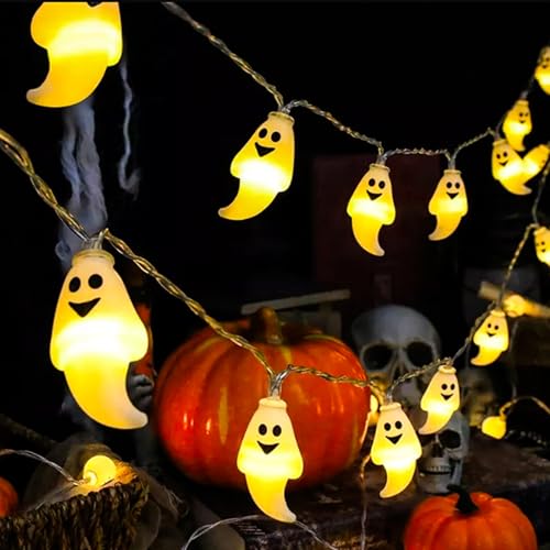 XVZ Halloween Lichterkette, 3m 20 LED Gespenst Lichterkette mit Timer, Herbst Deko Batteriebetrieben Lichterketten für Erntedankfest, Halloween Deko - Weißes Gespenst XVZ Halloween Lichterkette, 3m 20 LED Gespenst Lichterkette mit Timer, Herbst Deko Batteriebetrieben Lichterketten für Erntedankfest, Halloween Deko - Weißes Gespenst von XVZ
