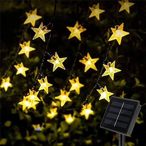 XVZ Solar Lichterkette Aussen, 30 LED Solar Star Lichterketten, Außen Solar Wasserdichte Lichterkette, 8 Modi Solarlichterkette Sterne für Thanksgiving Patio Party Hochzeit Deko - Warmweiß von XVZ