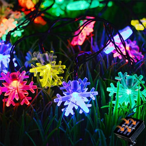 XVZ Solar Lichterkette Außen, 5m/16.4ft 30LED Solar Schneeflocke Lichterketten Wasserdichte mit 8 Beleuchtungsmodi für Garten, Baum, Weihnachts und Party Deko - Mehrfarbig XVZ Solar Lichterkette Außen, 5m/16.4ft 30LED Solar Schneeflocke Lichterketten Wasserdichte mit 8 Beleuchtungsmodi für Garten, Baum, Weihnachts und Party Deko - Mehrfarbig von XVZ