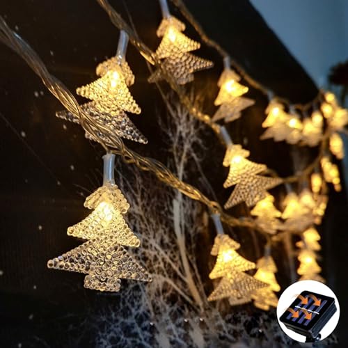 XVZ Solar Lichterkette Außen, 5m/16.4ft 30LED Solar Weihnachtsbaum Lichterketten Wasserdichte mit 8 Beleuchtungsmodi für Garten, Baum, Weihnachts und Party Deko - Warmweiß von XVZ