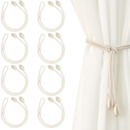 8 Stück Raffhalter für Vorhänge, Handgestrickte Vorhang Raffhalter, Baumwolle Vorhang Halter, Vorhanghalter, Raffhalter für Gardinen Raffhalter für Schlafzimmer Büro Wohnzimmer Dekoration von XVZZGNTH