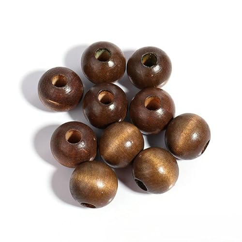 XWNXQ 100 Stück 20 mm Vintage braune Holzperlen mit großem Loch, runde Abstandsperlen aus Holz, für die Herstellung handgefertigter DIY-Kleidungsaccessoires, Halsketten und Armbänder XWNXQ 100 Stück 20 mm Vintage braune Holzperlen mit großem Loch, runde Abstandsperlen aus Holz, für die Herstellung handgefertigter DIY-Kleidungsaccessoires, Halsketten und Armbänder von XWNXQ