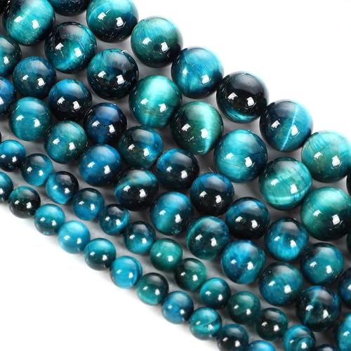 XWNXQ 4–12 mm natürliche Tigerauge-Steinperlen, runde, runde Kristall-Halbedelstein-lose Perlen zur Schmuckherstellung, Perlenarmband-Halsketten-DIY-Bastelzubehör von XWNXQ