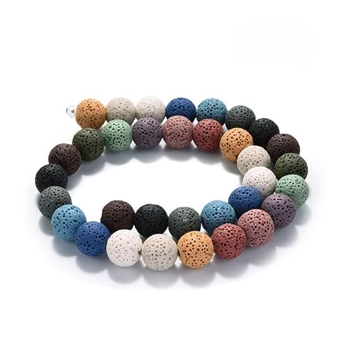 XWNXQ 6–16 mm natürliche Lavaperlen, Bunte runde lose Perlen aus Vulkangestein mit Löchern für die Herstellung von Armbändern und Halsketten zum Selbermachen von Schmuck XWNXQ 6–16 mm natürliche Lavaperlen, Bunte runde lose Perlen aus Vulkangestein mit Löchern für die Herstellung von Armbändern und Halsketten zum Selbermachen von Schmuck von XWNXQ