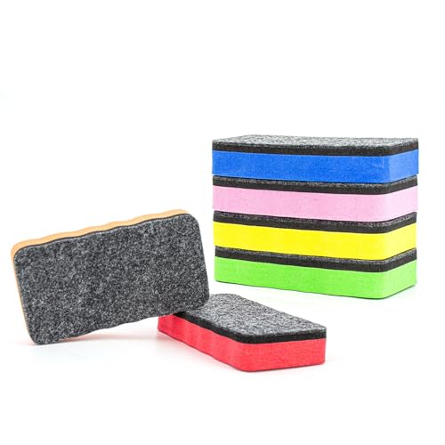 Whiteboard-Radiergummi, magnetisch, Whiteboard-Radiergummi, magnetisch, mit dickem Filz-Pad, robuste Radiergummis für Zuhause, Büro, Klassenzimmer, mehrfarbig, 6 Stück von XWYDZ