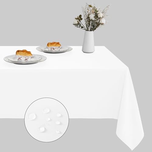 XWZO Tischdecke Abwaschbar, Tischdecke Weiß, Fleckschutz Abwischbare Tischwäsche, Outdoor Tischdecken für Küche Party, 130 x 130 cm, 1 Stück von XWZO