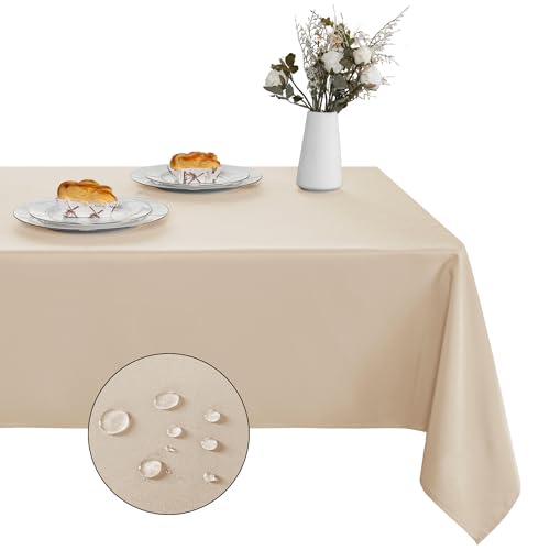 XWZO Tischdecke Abwaschbar, Tischdecke Creme, Fleckschutz Abwischbare Tischwäsche, Outdoor Tischdecken für Küche Party, 132 x 178 cm, 1 Stück von XWZO