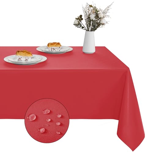XWZO Tischdecke Abwaschbar, Tischdecke Rot, Fleckschutz Abwischbare Tischwäsche, Outdoor Tischdecken für Küche Party, 140 x 240 cm, 1 Stück von XWZO