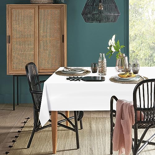XWZO Tischdecke, rechteckig, einfarbig, wasserabweisend, abwischbar, Tischdecke für Café, Restaurant, Buffet, Tischparty, 153 x 259 cm, Weiß XWZO Tischdecke, rechteckig, einfarbig, wasserabweisend, abwischbar, Tischdecke für Café, Restaurant, Buffet, Tischparty, 153 x 259 cm, Weiß von XWZO