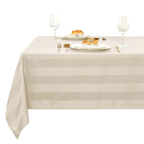XWZO Tischdecke Gestreift Abwaschbar Eckig tischdecken Lotuseffekt Schmutzabweisend Wasserabweisend Tafeldecke Beige 110 x 140cm XWZO Tischdecke Gestreift Abwaschbar Eckig tischdecken Lotuseffekt Schmutzabweisend Wasserabweisend Tafeldecke Beige 110 x 140cm von XWZO