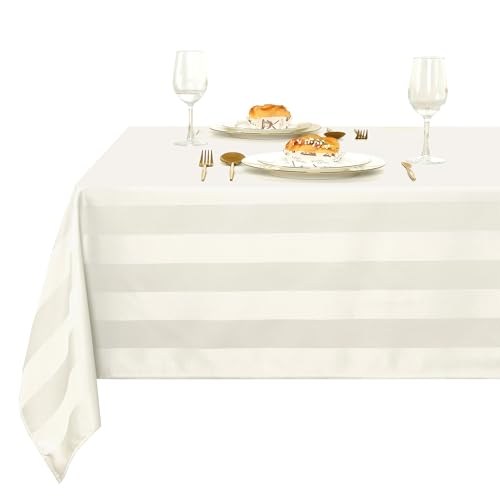 XWZO Tischdecke Gestreift Abwaschbar Eckig tischdecken Lotuseffekt Schmutzabweisend Wasserabweisend Tafeldecke Elfenbein 130 x 130cm XWZO Tischdecke Gestreift Abwaschbar Eckig tischdecken Lotuseffekt Schmutzabweisend Wasserabweisend Tafeldecke Elfenbein 130 x 130cm von XWZO