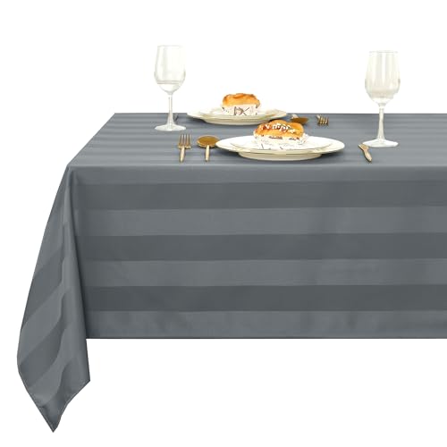 XWZO Tischdecke Gestreift Abwaschbar Eckig tischdecken Lotuseffekt Schmutzabweisend Wasserabweisend Tafeldecke Grau 140 x 180cm XWZO Tischdecke Gestreift Abwaschbar Eckig tischdecken Lotuseffekt Schmutzabweisend Wasserabweisend Tafeldecke Grau 140 x 180cm von XWZO