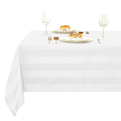 XWZO Tischdecke Gestreift Abwaschbar Eckig tischdecken Lotuseffekt Schmutzabweisend Wasserabweisend Tafeldecke Weiß 110 x 140cm XWZO Tischdecke Gestreift Abwaschbar Eckig tischdecken Lotuseffekt Schmutzabweisend Wasserabweisend Tafeldecke Weiß 110 x 140cm von XWZO