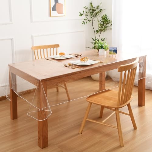 XWZO Tischdecke Transparent Wasserdicht Abwaschbar 0.1mm Tischfolie PVC Tischtuch Folie Durchsichtig für Küche Outdoor Fettdicht Tischschutz rechteckig 152 x 305cm von XWZO
