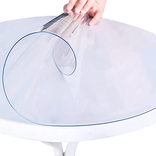 XWanitd Transparente runde Tischabdeckung, transparente PVC-Tischmatten, abwischbar, rutschfeste Vinyl-Tischdecke, wasserdicht, weiches Glas, 110 cm rund, von XWanitd
