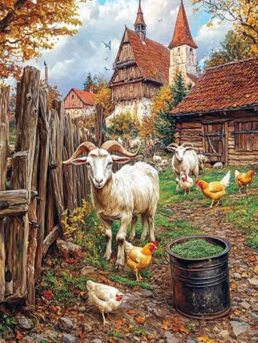 Bauernhof Diamond Painting Haus Diamond Painting Erwachsene Kinder DIY 5D Vollbohrer Kristall Stickerei Kreuzstich Diamanten Malerei Bilder Bastelset, Zimmer Deko Wohnzimmer Geschenke 50x70cm 5g-151 von XXDBBDOU