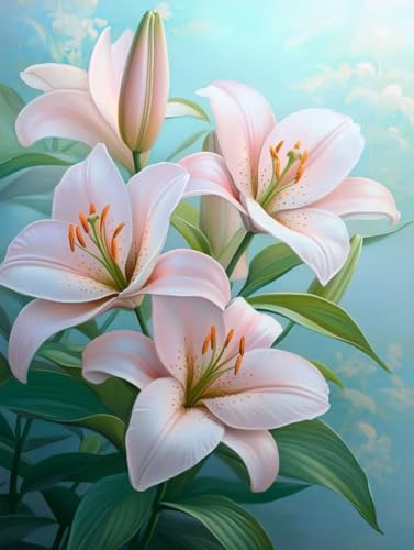 Blume Diamond Painting Erwachsene, 5D Diamond Painting Lilie Diamanten Malerei Kinder Anfänger DIY Vollbohrer Mosaikherstellung Stickerei Kreuzstich Bilder Set, Home Wand Deko Geschenke 90x120cm r1-18 von XXDBBDOU