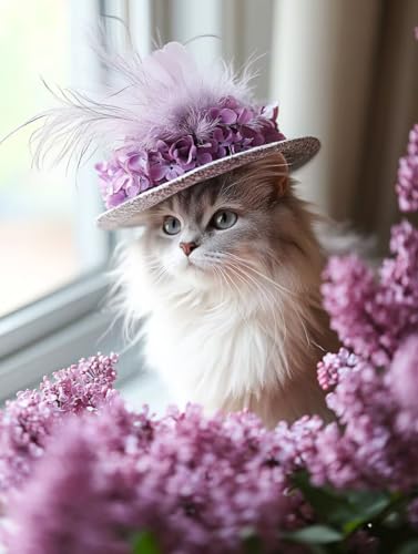 Katze Diamond Painting Blume Diamond Painting Erwachsene Kinder DIY 5D Vollbohrer Kristall Stickerei Kreuzstich Diamanten Malerei Bilder Bastelset, Zimmer Deko Wohnzimmer Geschenke 100x135cm 5t-16Q von XXDBBDOU