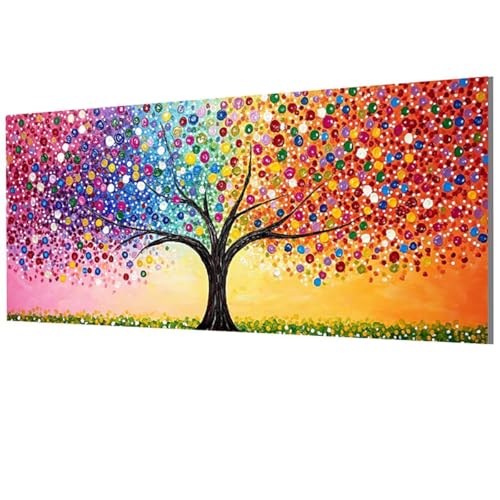 Malen Nach Zahlen Erwachsene Baum, Abstrakt Malen Nach Zahlen Leinwand, DIY Bastelset Erwachsene Paint by Numbers mit Pinseln und Acrylpigment für Wand Deko, Geschenke für Frauen 50x100cm, Model-1352 von XXDBBDOU
