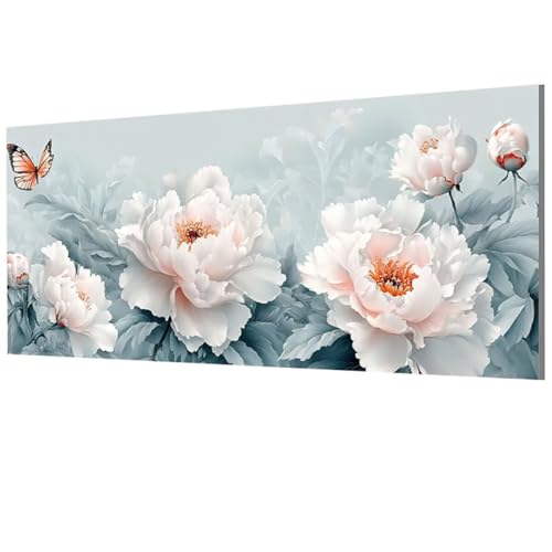 Malen Nach Zahlen Erwachsene Blume, Schmetterling Malen Nach Zahlen Leinwand, DIY Bastelset Erwachsene Paint by Numbers mit Pinseln und Acrylpigment für Zimmer Wand Deko Geschenke 50x100cm, Model-1664 von XXDBBDOU