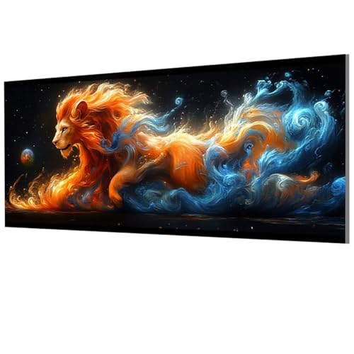 Malen Nach Zahlen Erwachsene LöWe, Tier Malen Nach Zahlen Leinwand, DIY Bastelset Erwachsene Paint by Numbers mit Pinseln und Acrylpigment für Zimmer Deko Wohnzimmer, Geschenke 50x100cm, Model-1361 von XXDBBDOU