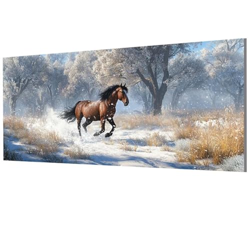 Malen Nach Zahlen Erwachsene Pferd, Baum Malen Nach Zahlen Leinwand, DIY Bastelset Erwachsene Paint by Numbers mit Pinseln und Acrylpigment für Wand Deko, Geschenke für Frauen 50x100cm, Model-1358 von XXDBBDOU