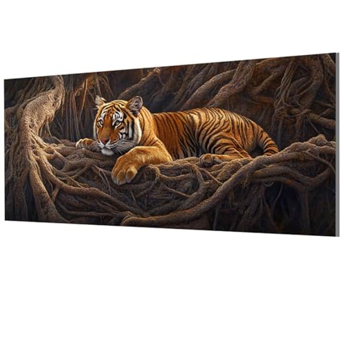 Malen Nach Zahlen Erwachsene Tiger, Baum Malen Nach Zahlen Leinwand, DIY Bastelset Erwachsene Paint by Numbers mit Pinseln und Acrylpigment für Zimmer Deko Wohnzimmer, Geschenke 40x80cm, Model-1365 von XXDBBDOU