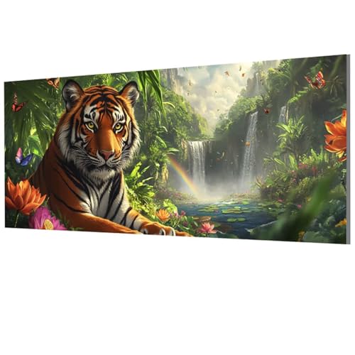 Malen Nach Zahlen Erwachsene Tiger, StüRze Malen Nach Zahlen Leinwand, DIY Bastelset Erwachsene Paint by Numbers mit Pinseln und Acrylpigment für Wand Deko, Geschenke für Frauen 50x100cm, Model-1368 von XXDBBDOU