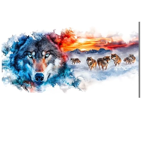 Malen Nach Zahlen Erwachsene Wolf, Tier Malen Nach Zahlen Leinwand, DIY Bastelset Erwachsene Paint by Numbers mit Pinseln und Acrylpigment für Zimmer Deko Wohnzimmer, Geschenke 20x40cm, Model-1671 von XXDBBDOU
