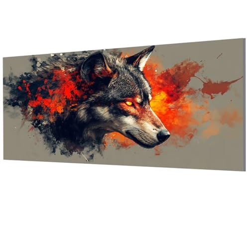 Malen Nach Zahlen Erwachsene Wolf, Tier Malen Nach Zahlen Leinwand, DIY Bastelset Erwachsene Paint by Numbers mit Pinseln und Acrylpigment für Zimmer Deko Wohnzimmer, Geschenke 20x40cm, Model-1743 von XXDBBDOU