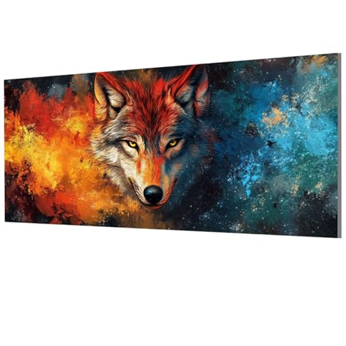 Malen Nach Zahlen Erwachsene Wolf, Tier Malen Nach Zahlen Leinwand, DIY Bastelset Erwachsene Paint by Numbers mit Pinseln und Acrylpigment für Zimmer Deko Wohnzimmer, Geschenke 40x80cm, Model-1744 von XXDBBDOU