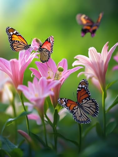 Schmetterling Diamond Painting Blume Diamond Painting Erwachsene Kinder DIY Vollbohrer Kristall Stickerei Kreuzstich Bilder Bastelset Diamanten Malerei Anfänger, Zimmer Deko Wohnzimmer 100x135cm 5v-7M von XXDBBDOU