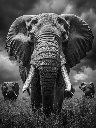 Tier Diamond Painting Elefant Diamond Painting Erwachsene Kinder DIY 5D Vollbohrer Kristall Stickerei Kreuzstich Diamanten Malerei Bilder Bastelset, Zimmer Deko Wohnzimmer Geschenke 100x135cm 5i-15X von XXDBBDOU