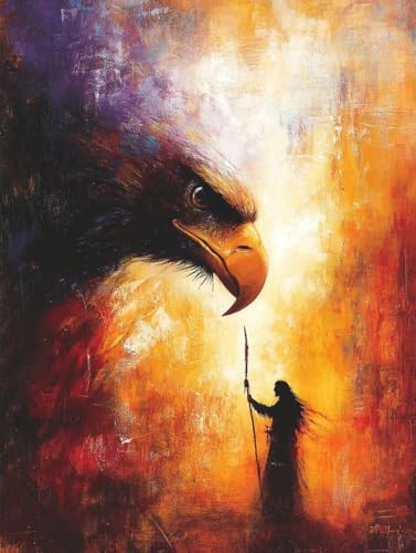 Tier Diamond Painting Erwachsene, 5D Diamond Painting Adler Diamanten Malerei Kinder Anfänger DIY Vollbohrer Mosaikherstellung Stickerei Kreuzstich Bilder Set, Home Wand Deko Geschenke 100x135cm v1-3N von XXDBBDOU