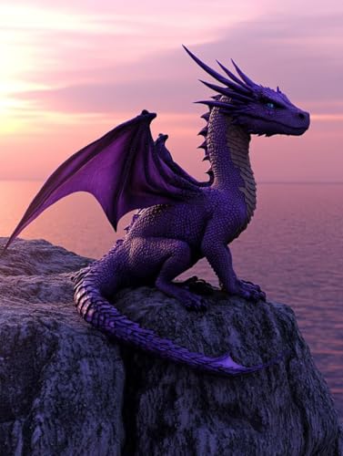 Tier Diamond Painting Erwachsene, 5D Diamond Painting Drachen Diamanten Malerei Kinder Anfänger DIY Vollbohrer Mosaikherstellung Stickerei Kreuzstich Bilder, Home Wand Deko Geschenke 90x120cm c1-9F von XXDBBDOU