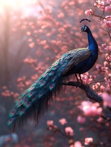 Tier Diamond Painting Pfau Diamond Painting Erwachsene Kinder DIY 5D Vollbohrer Kristall Stickerei Kreuzstich Diamanten Malerei Bilder Bastelset, Zimmer Deko Wohnzimmer Geschenke 100x135cm 5m-187 von XXDBBDOU