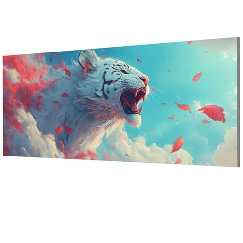 Tiger Malen Nach Zahlen Erwachsene Groß XXL 60x120cm, Malen Nach Zahlen Wolke DIY Farbe Acrylfarbe ölgemälde Set mit Pinseln für Zimmer Deko Wand Aesthetic, Geschenke für Frauen, Rahmenlos Model-1505 von XXDBBDOU