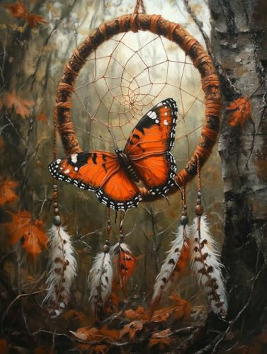 Traumfänger Diamond Painting Erwachsene, 5D Diamond Painting Schmetterling Diamanten Malerei Kinder DIY Vollbohrer Stickerei Kreuzstich Bilder Set, Home Wand Deko Wohnzimmer Geschenke 80x110cm e1-22D von XXDBBDOU