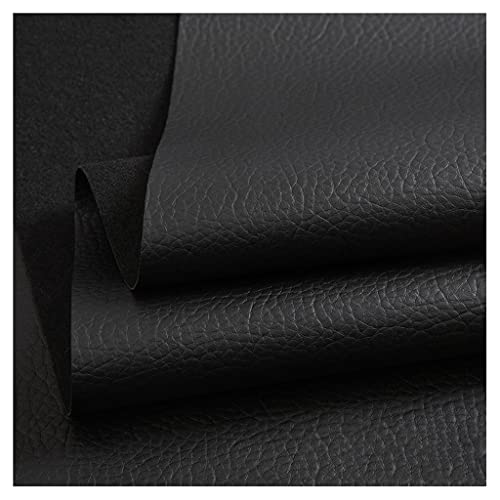140 cm Breit Kunstleder Polsterstoff Kaschiert Meterware MöBelstoff FüR SäMtliche Polsterarbeiten,Autos,Boote(Black,1.4X2m) von XXGJOALD