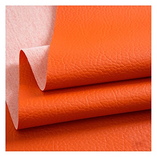140 cm Breit Kunstleder Polsterstoff Kaschiert Meterware MöBelstoff FüR SäMtliche Polsterarbeiten,Autos,Boote(Oranje,1.4X1m) von XXGJOALD
