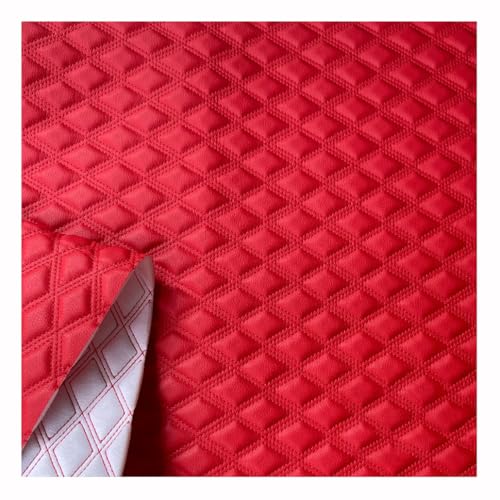 Kunstleder Gesteppt Meterware Polsterstoff Möbelstoff Gesteppt Kaschiert Leder Polsterstoff Stoff Kunstleder(Red,1.6X10m) von XXGJOALD
