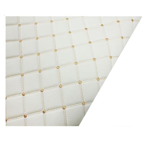 Kunstleder Gesteppt Polsterstoff Kaschiert Meterware MöBelstoff FüR SäMtliche Polsterarbeiten,Autos,Boote,Dekorationen 160 cm Breit 1m Meterware verkauft((White,1.6x1m) von XXGJOALD