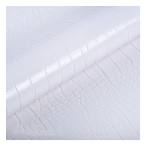 Kunstleder Stoff Krokodilmuster Glänzender PU-Kunstleder Polsterstoff Meterware 138 cm Breit für Sofastuhl-Sitzbezug, Möbel, DIY Crafts(White,1.38X8m) von XXGJOALD
